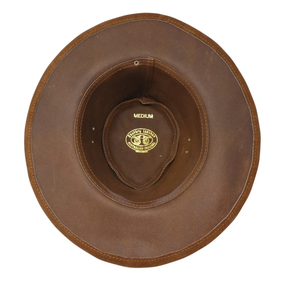 Country Leather Australian Original Outback Hat Unisex Medium Brown Suede